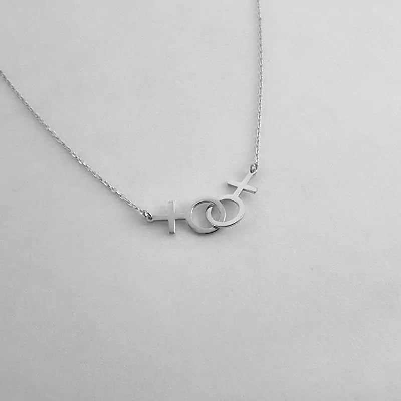 Double Venus Symbol Statement Lesbian Necklace