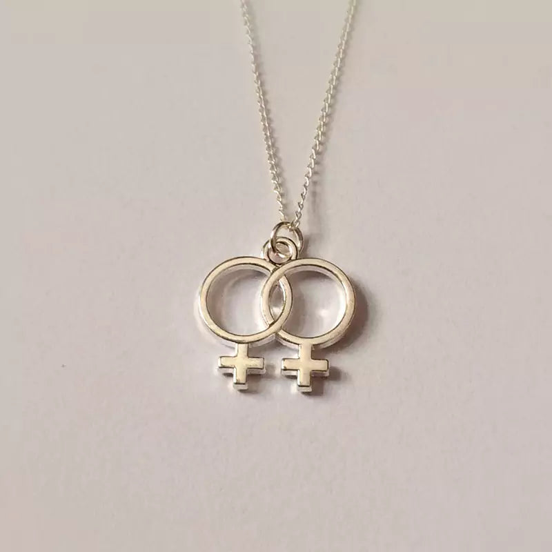 Double Venus Symbol Statement Lesbian Necklace