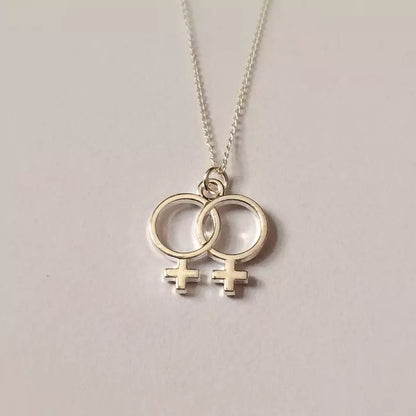 Double Venus Symbol Statement Lesbian Necklace