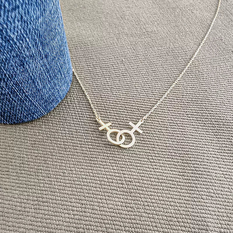 Double Venus Symbol Statement Lesbian Necklace 
