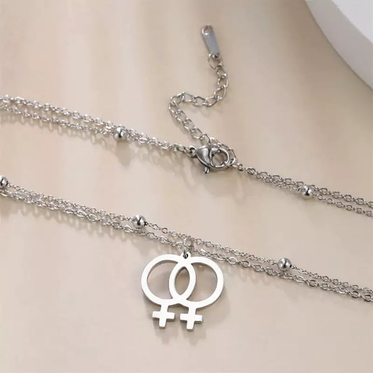 Double Venus Symbol Statement Lesbian Necklace